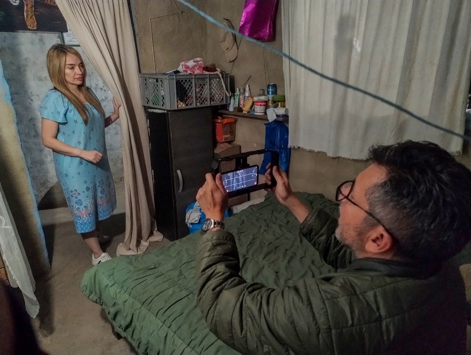 Working with the performers during a take