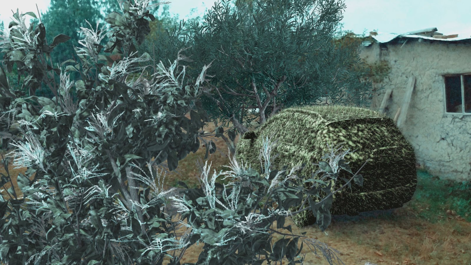 An isolated house beside a vast rock formation in the territory of Whispers in the Forest