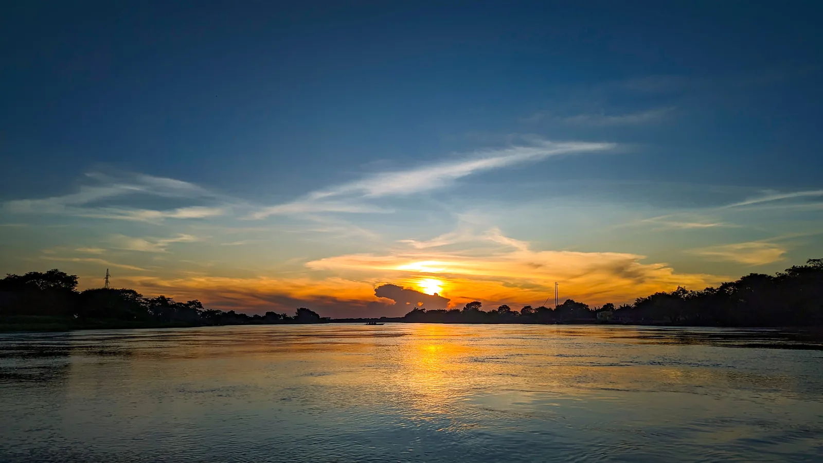 Sunset over the river landscape around Mompox